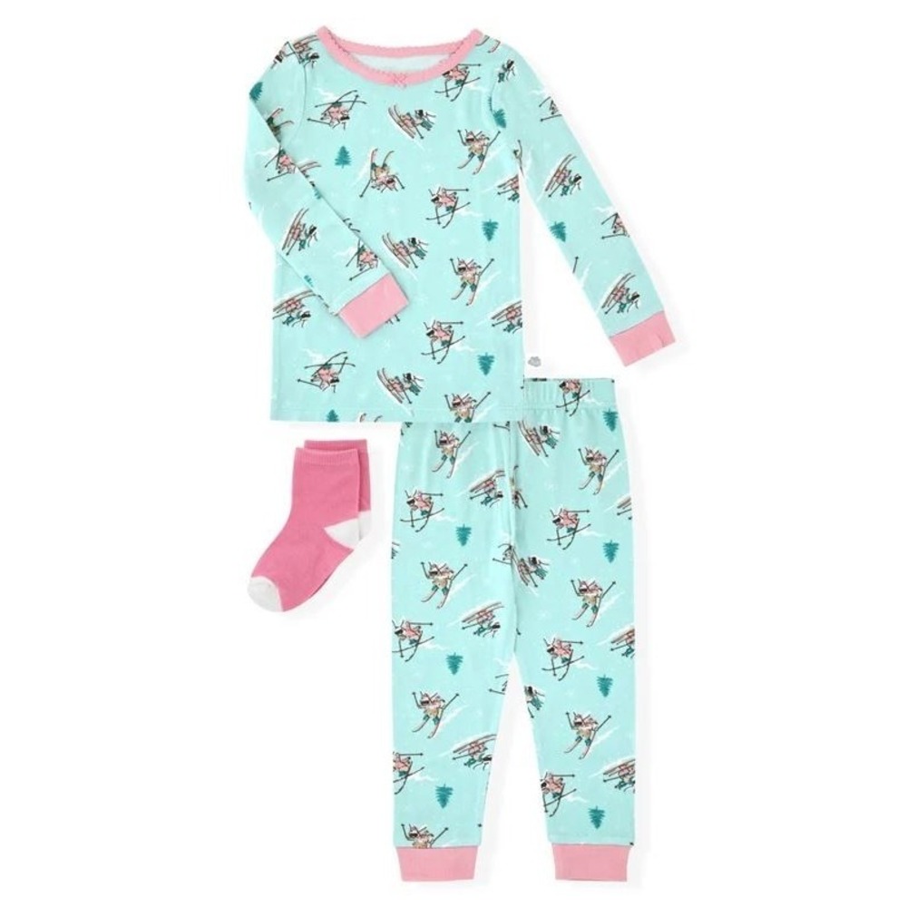Sleep on it  Baby Girls Super Soft Jersey Pajama's & Matching Socks Apres Ski 3T